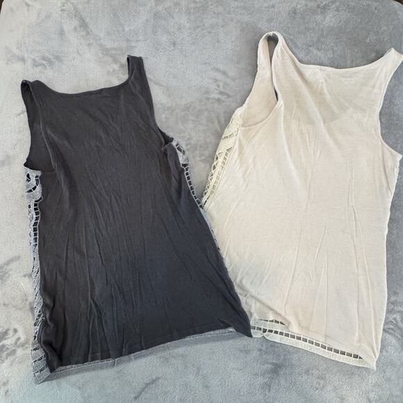 Express Women's Lace Front Tanktop size XS Charcoal And Ivory Set Of 2 XS - Picture 7 of 9